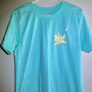 Cardcaptors anime, Sakura t-shirt in light teal/ seafoam blue green. Size M.